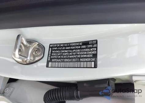 2022 Porsche Taycan z USA, uszkodzony, nr VIN WP0AA2Y18NSA13071